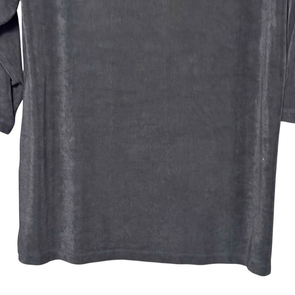 Chicos Travelers Very Dark Blue Black Zip Shoulder Slinky Stretchy Blouse - Picture 6 of 12